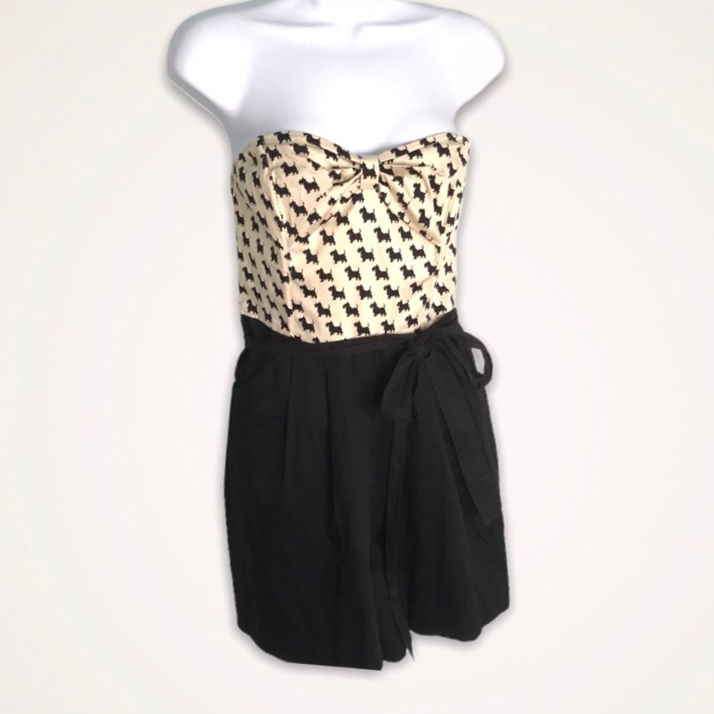 Anthro Maeve Cotton Scottie Romper Strapless